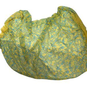 cena yellow blue indian block print paisley pareo scarf wrap cotton 83x 43